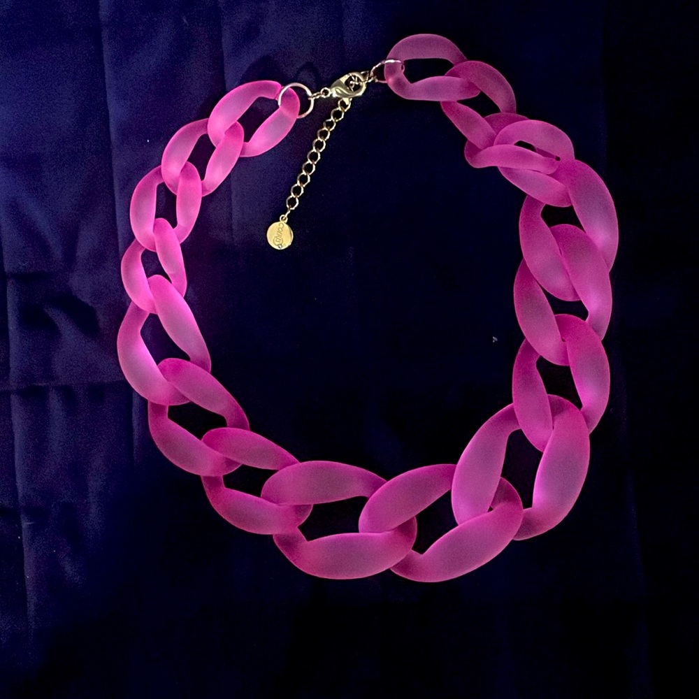 Neon candy pink lucite oversized chain necklace